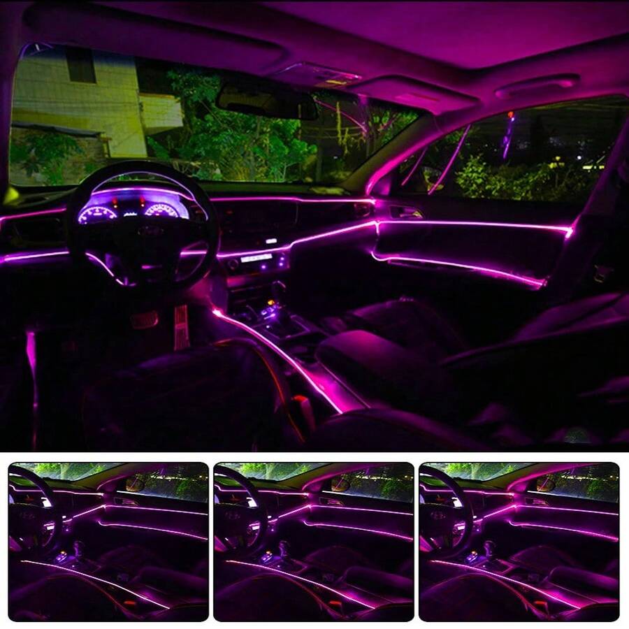 3M Car Interior LED Decorative Light EL Glowing Wire DIY Flexible Atmosphere Light Decoration USB Party Atmosphere Diode Neon Light - Car Ambient Light - View 1