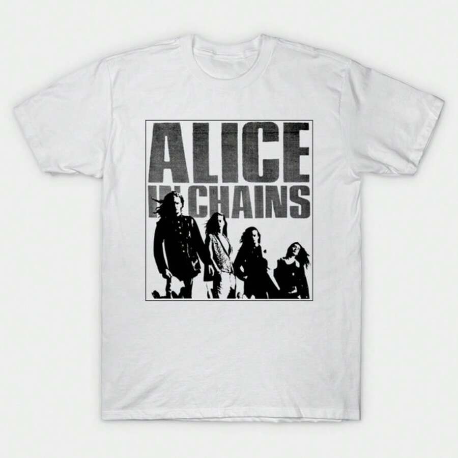 Unisex-Summer/Autumn T-Shirts -Alice In Chains --- Vintage Art T-Shirt-Streetwear,Y2k,Men,Pasha Style,Autumn Outfit,Essentials,Men's,Vin - White - View 1