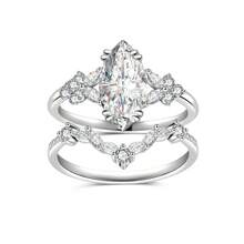 S925 Engagement Ring Set, Double-Ring Set For Women's Wedding Rings, Wedding Ring Jewelry For Love Anniversary Gift For Brides - Silver - View 9