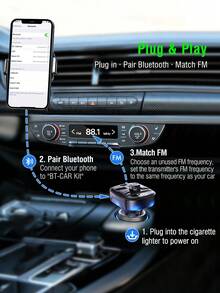 REMAX 藍牙FM發射器與15W車用充電器，USB-C與USB-A可為2台裝置充電，藍牙與USB隨身碟音樂播放，免手持通話，自動重新連接，紫色氛圍燈，汽車配件，汽車必需品，汽車用品，Type-C充電器，iPhone充電器 - C91 - 查看 8