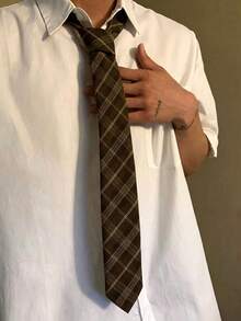 1PC Men's Fashion Striped Checkered Business Style Versatile Tie, Gift Option - Brown - View 3