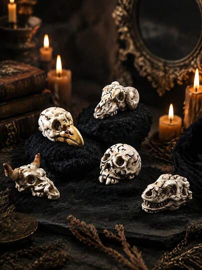 20pcs Set New Gothic Style Crow Animal Skull Skeleton, DIY Handmade Decoration Accessories, Scrapbook Decoration Material, Crow Skull, Skeleton Terrarium, DIY Decoration Accessories, Micro Landscape Desktop Ornament, Holiday Gift, Autumn Decoration, Bedroom Decoration, Christmas Decoration, Party Supplies, Travel Essentials, Suitable For Home Decor, Scene Atmosphere Arrangement, Bedroom Room Decoration