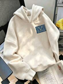 Teen Boy Fun Print Pullover Sweatshirt, Warm And Comfortable Thermal Lined Pullover Sweatshirt For Autumn/Winter - Apricot - View 5