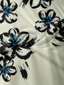 Men's Light-Colored Ink Wash Floral Print Vacation Style Long Sleeve Polo Shirt - Multicolor - View 6