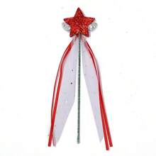 1pc Luxury Glitter Star Decor Stick With Silver Mini Wings & Star Printed Ribbons,Halloween - Multicolor - View 9