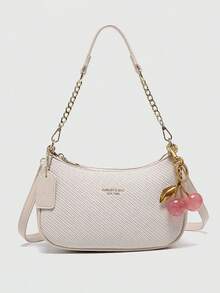 Women's Shoulder Underarm Bag, Vintage Gold Chain Crescent Bag, Premium Lightweight Luxury Commuter Casual Small Shoulder Bag, Durable Versatile Street Daily Practical Women's Bag, Versatile Crossbody Bag - White - View 2