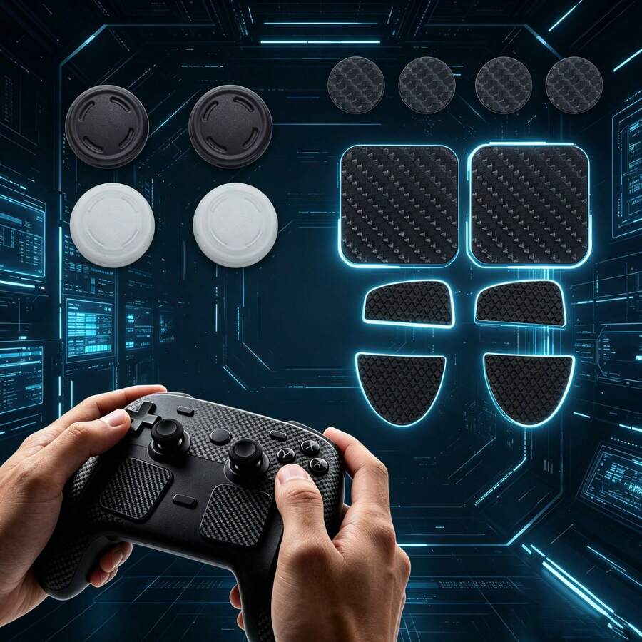 ForSteam Controller Carbon Fiber Texture Joystick Cap Button Sticker ForSteam Controller 2 Game Controller Sticker Set - View 1