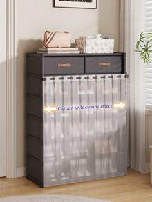 Multi-Layer Shoe Rack With Curtain, Shoe Storage And Display Rack, Shoe Cabinet With Drawers, Large Capacity Shoe Storage Rack, Indoor And Outdoor Entryway Home Use, Holiday Gift, Christmas Gift, Children's Gift - Multicolor - View 9