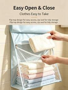 1pc Hanging Tissue Storage Bag, Wall‑Mount No‑Drill Large‑Capacity Waterproof Pouch, Solid Color Plain Pattern, Minimalist Practical Style For Adults, All‑Season For Kitchen Bathroom Bedroom Dorm Occasion, Convenient Tissue Organizer Holder - Multicolor - View 7