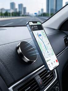 2pcs/1pc Car Round Magnetic Phone Holder, Strong Magnetic Car Mount, Multi-Angle Adjustable, Dashboard Adhesive Installation, Convenient For Driving Navigation And Calls, No Obstruction Of View, Magnetic Design For Quick Access - A - View 3