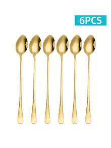 Long Handle Stainless Steel Spoons, 2/6/12/24pcs Multi-Purpose Stirring Spoons, Gold/Silver/Rainbow Color Reusable Table Spoons, Suitable For Coffee, Tea, Desserts, Beverages - View 16