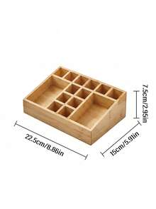 Organizer Kosmetik Bambu Multi-Kompartemen, Tempat Penyimpanan Makeup Meja, Baki Multi-Slot untuk Lipstik, Parfum, Minyak Esensial, Perawatan Kulit, Meja Rias, Kamar Tidur, Hadiah untuk Wanita - View 8