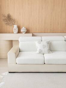 1PC Solid Color Woven Texture Couch Seat Covers, Pet‑Proof Anti‑Scratch Sofa Protector, Machine Washable Sofa Slipcover For 1 2 3 4 Seater Sofa, Home Living Room Decor - Beige - View 8