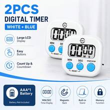 2pcs Digital Electronic Timer Set, High-Definition LCD Large Number Display, Sensitive Buttons Easy To Operate, Counting And Countdown Function, Magnetic Mount, Practical Timing Tool For Baking, Cooking, Laboratory, Office, Study, Sports Training - A - View 10