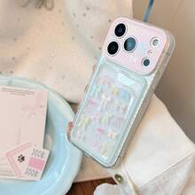 GUCADI Transparent Ribbon Bow Card Holder Phone Case, Compatible With Apple 17pm, 18 Full Coverage Soft Shell, 16 Transparent, 15 Korean Sweet Style, Girly, Creative, Geometric, Niche, Soft Girl, Ins Style - Clear - View 10