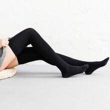 1pc Plus Size Over Knee Long Stockings, Slimming Thigh High Socks Super Elastic Velvet Breathable No Snagging - Black - View 7