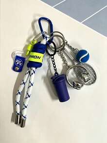 Woven Rope Tennis Theme Creative Pendant Keychain, Tennis Racket Keychain, Sports Water Bottle Earphone Charm, Suitable For Gym Bag, Car Keys, Unisex - Multicolor - View 8