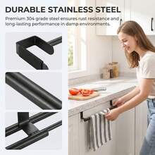 Giá treo khăn đơn, chất liệu nhựa, gắn cửa tủ, thanh treo khăn mặt sau cửa tủ, giá treo khăn lau, giá treo dụng cụ, thanh treo khăn không cần khoan, giá lưu trữ nhà bếp, đồ dùng nhà bếp, giá lưu trữ, giá treo, dụng cụ nhà bếp, công cụ sắp xếp nhà bếp, tiện ích nhà bếp - A - Xem 2
