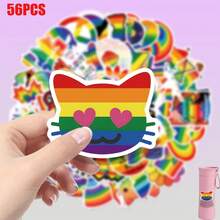 56pcs Rainbow Style Creative Pattern LGBTQ Theme Stickers Suitable For Decorating Laptop Decals, Notebook Cover Stickers, Stickers, Tablet Stickers, Phone, Electronic Product Stickers Decals And Other Smooth Surfaces For Decoration, Gift Wrapping, Or As A Unique Gift For Friends. - 56 Pcs - View 1