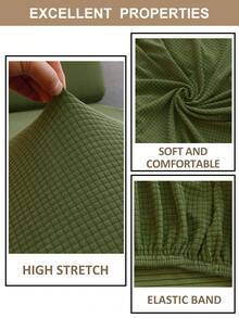 1pc Solid Color High Elasticity Removable Machine Washable Autumn/Winter Sofa Seat Cushion Cover, Suitable For Living Room Polyester Sofa Seat Cushion Cover Backrest Cover - Green - View 5