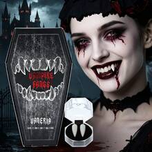 Set 4 Pasang Taring Vampir, Tersedia 4 Ukuran, Taring Vampir Halloween - Taring Resin Putih Tajam Realistis, Cocok untuk Kostum Halloween, Zombie, Setan, Pesta Gotik - Aksesori Taring Vampir Wanita yang Dapat Dipakai Sepanjang Tahun, Desain Minimalis, Pengerjaan yang Indah, Aksesori Cosplay Horor, Bahan Tahan Lama, Penting untuk Penggemar Cosplay - MultiWarna - View 2