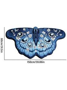 Butterfly Shaped Area Rug, Soft Fluffy Tufted Mat, Blue Floral Moth Pattern, Non-Slip Doormat, Suitable For Bedroom, Living Room, Entryway, Home Decor, Housewarming Gift - Butterfly - View 13