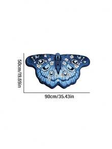 Butterfly Shaped Area Rug, Soft Fluffy Tufted Mat, Blue Floral Moth Pattern, Non-Slip Doormat, Suitable For Bedroom, Living Room, Entryway, Home Decor, Housewarming Gift - Butterfly - View 12