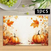 1/4/6pcs Autumn Series Watercolor Pumpkin & Berry Pattern Printed Placemats, Heat-Resistant Table Mats For Home Kitchen/Dining Table Protection, Party Scene Decor - Multicolor - View 16