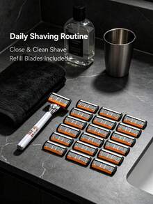 19pcs Men's Shaving Kit, 6-Blade Razor With Replacement Blades, Portable Travel Shaving Set, Men's Trimmer, Men's Razor - A - View 8