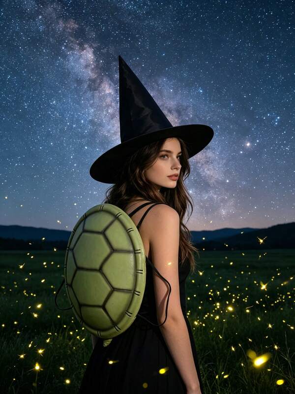 Halloween Witch Hat & Turtle Shell Backpack 2pcs Set, Black Oxford Fabric Wizard Hat Cosplay Costume Prop, Suitable For Adult Party Dress Up