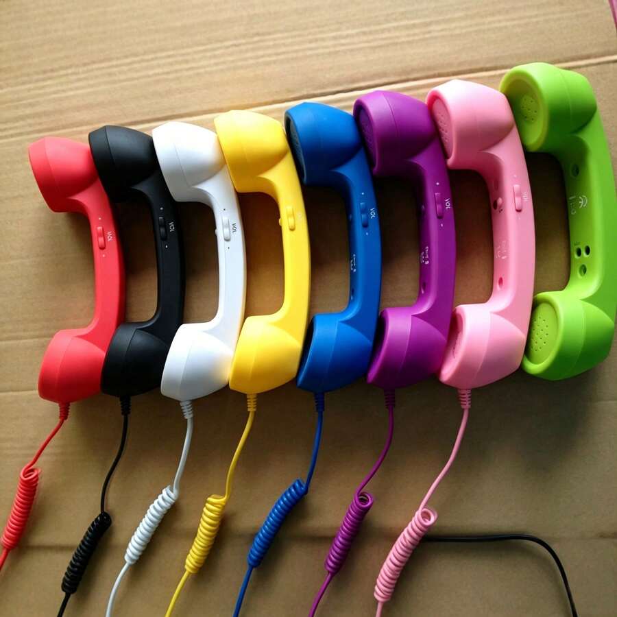 Vintage Landline Phone Handset Call Microphone, 3.5mm / Type‑C Direct Plug‑In Handset Microphone With Volume Control Anti‑Tangle Cable For Smartphones