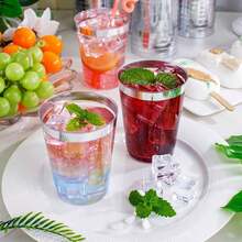 20pcs 7oz/200ml Silver Rim Aviation Water Cups - Durable Crystal Clear Water Cups For Weddings And Parties [Reusable] - Silver - View 5