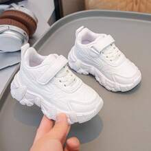 1 Pair Children's Breathable PU Upper Running Shoes, Unisex Fashion Casual Sports Shoes, Suitable For Spring And Autumn Wear - White - View 5