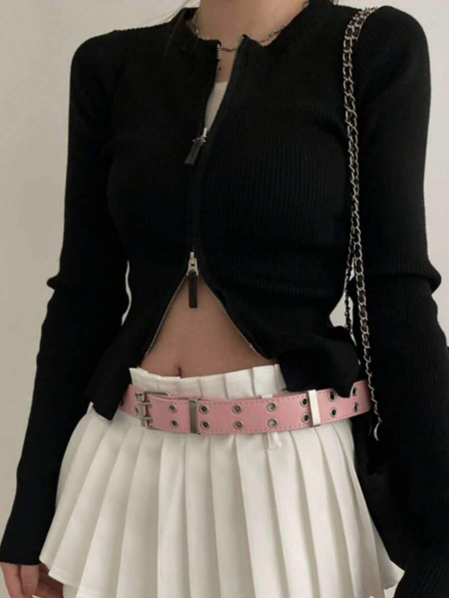 1件美式時尚休閒極簡百搭女款PU皮革腰帶