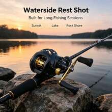 Yellow Lightweight Fishing Reel, 12 Magnetic Brake System, 7.2:1 Gear Ratio, Max Drag 8kg, With Extended Handle, Fishing Tackle, Fishing Reel - Yellow - View 4