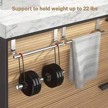 2/1pc Stainless Steel Cabinet Hanging Rod, Stainless Steel Door Towel Rack, Door Towel Rack, Metal Kitchen Rack, Kitchen Door Towel Rack, Dishcloth Hanging Rack, Kitchen - Black - View 6
