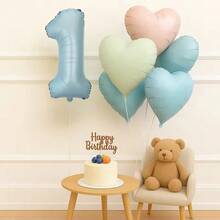 6pcs Light Blue Number And Multicolor Heart Shaped Aluminum Film Balloon Set For Anniversary Birthday Christmas Party Decoration - View 16