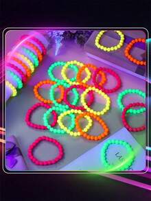 1/4/8pcs Glow In The Dark Necklace And Bracelet Set, Colorful Glowing Necklace And Bracelet, Suitable For Carnival Party, 80s Theme Party, Carnival, Concert, Night Events - Diverse - View 2