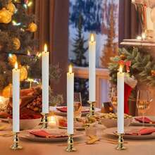 3D Flickering Flameless Candle With A Cone-Shaped Candlestick, Featuring A Realistic Flame, Suitable For Christmas, Halloween, Weddings, Valentine's Day, Table Decorations, Windowsill Decorations, And Home Party Decorations. - 12Pcs Candles - View 1