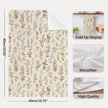 2pcs Vintage Floral Seamless Pattern Kitchen Towels, Rectangular Microfiber Kitchen Towels, Dish Cloths, Scouring Pads, Hand Towels, Cooking Baking Tea Towels, Kitchen Decor, Housewarming Gifts, Birthday Gifts, Bathroom Cleaning Cloths, Decorative Towels - White - View 4