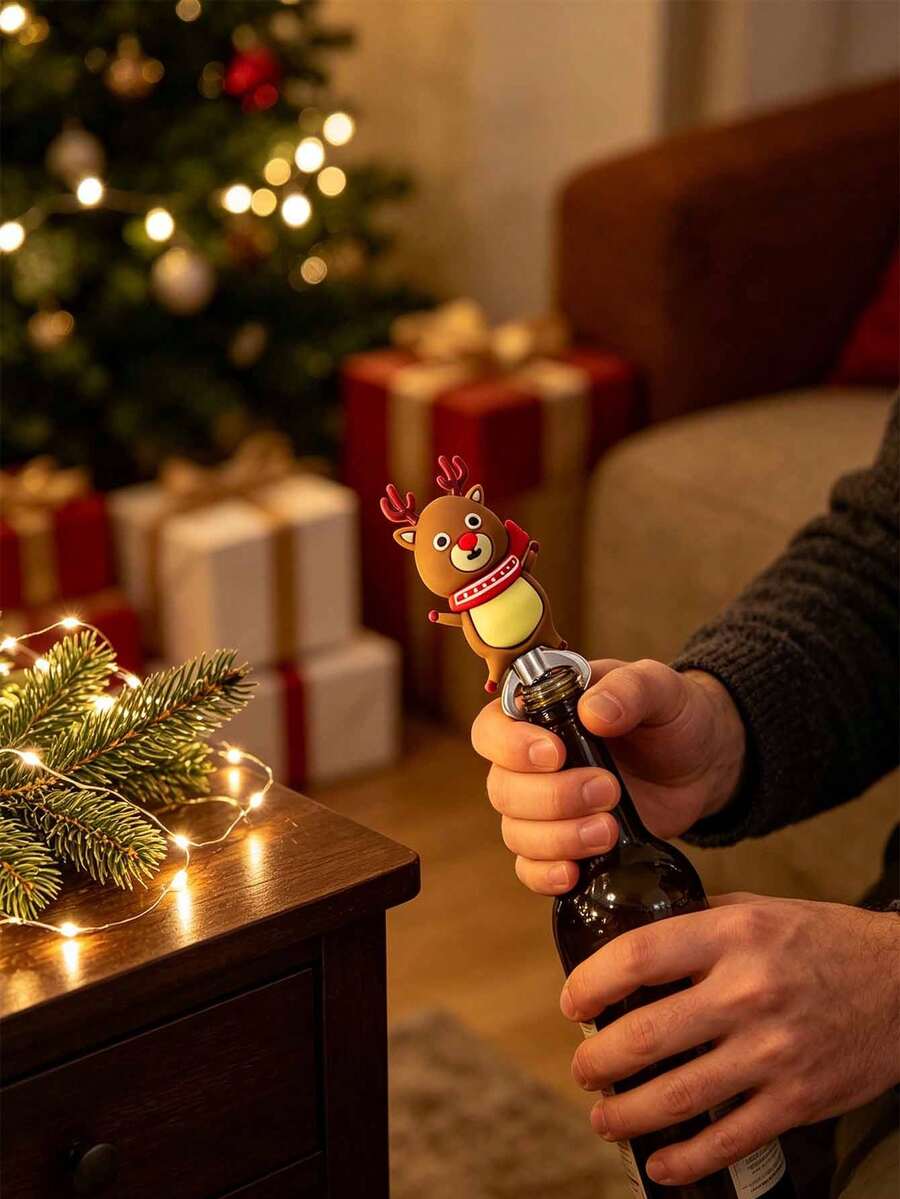 Christmas Reindeer Bottle Opener, Effortless And Easy To Use, Suitable For Parties, Home Bar, Kitchen And Backyard Gatherings, Ultra-Lightweight And Cute, Very Convenient - Multicolor - View 1
