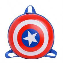Back To School Disney Marvel Avengers Spider-Man Boys Backpack Round Hard Shell Backpack Women's Fashion Functional Backpack Shield Shaped Cartoon Backpack EVA Hard Shell Pressure-Resistant Waterproof Wear-Resistant Stain-Resistant Easy To Clean Breathable Pressure-Relieving Wide Strap Lightweight Spine Protection No Shoulder Pressure Dual Zipper Large Capacity Storage Anime Style Backpack Versatile Lightweight Backpack - Backpack - View 4