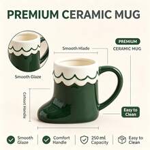 250ml Christmas Ceramic Red Santa Claus Boot Mug, Green Creative Milk Coffee Cup, Suitable For Christmas, Halloween, Thanksgiving, Birthday Party - Multicolor - View 3
