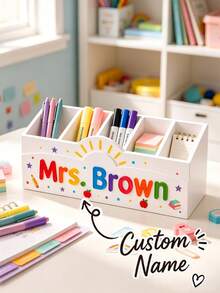 Personalized Desktop Organizer Box, Custom Pen Holder, Customizable With Name Or Text, For Office Desks And Study Desks, Teacher's Day Gift, Birthday Gift, Classroom Desktop Decoration, Ideal Present For Teachers, Friends And Family - Multicolor - View 5