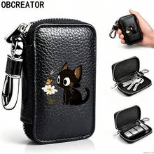 Men's Key Bag With Cute Cat Pattern And Lychee Pattern,2D Printing,Car Keychain,Suitable For Remote Control Keys,Multifunctionalkeybag And Storage Bag - Multicolor - View 2