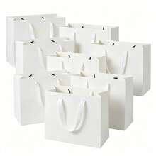 5/1-Pack White/Pink Gift Bags With Handles - Sturdy Paper Tote Bags For Weddings, Mother's Day, Birthdays And Christmas (Elegant, Reusable) - Multicolor - View 10