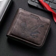 1pc Men's Fashion Vintage Short Wallet, Slim Casual Zipper Soft Leather Wallet With Multiple Card Slots And Large Capacity, PU Credit Card Holder, Small Zipper Coin Pouch With Zipper And Button Closure, Business Wallet, Ideal Gift For Men - Multicolor - View 13