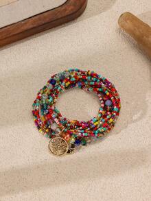 3 piezas Pulsera con cuenta con diseño de hoja - Multicolor - Ver 1