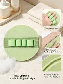 1pc Multicolor Round Silicone Exfoliating Body Brush, Premium Solid Texture, Elastic Finger Strap Design, Reusable Dead Skin Removal Bath Scrub Pad, Suitable For Shower Bathroom Daily Home Use - Multicolor - View 8