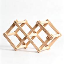 1PC Solid Wood Folding Wine Rack Decor, Small Home Wine Holder, Modern Minimalist Desktop Wine Display Stand, Expandable Rhombus Wine Grid Storage Rack, Living Room Bar Counter Wine Cabinet Organizer, Creative Wine Bottle Display Rack, Multiple Sizes Available, Space-Saving Simple Wine Storage Rack, Home Dining Table Wine Table Decoration Display Stand - View 13
